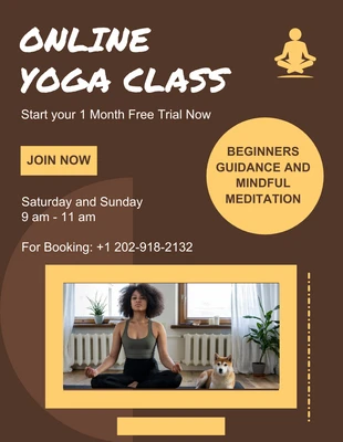 Free  Template: Brown Fitness Yoga Class Flyer