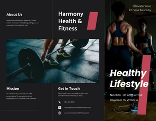 business  Template: Brochuras de fitness minimalistas metálicas pretas
