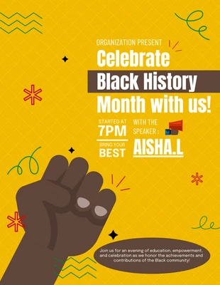 Free  Template: Yellow Black History Speak Event Poster
