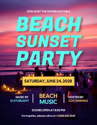 Free  Template: Plantilla de volante para fiesta en la playa
