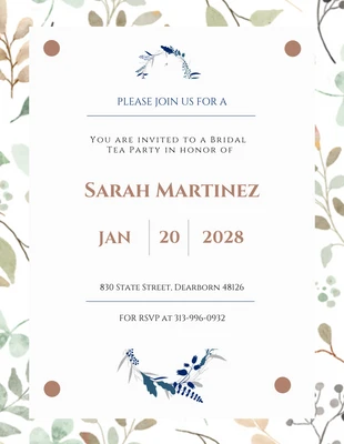 Free  Template: Minimalist And Blue Bridal Tea Invitation