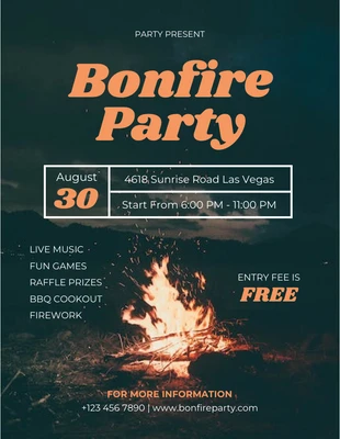 Free  Template: Black Bonfire Party Flyer