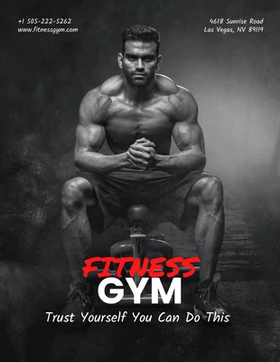 Free  Template: Grey Fitness Gym Flyer