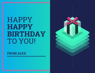 premium  Template: Cartão de Feliz Aniversário com Presente Vibrante