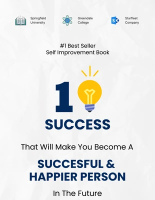 Free  Template: White And Navy Modern Success Inspirational Book Cover