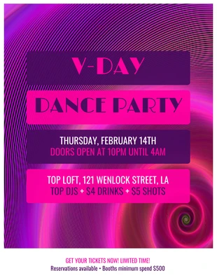 business  Template: Flyer de l'événement Dance Party Valentine's Day
