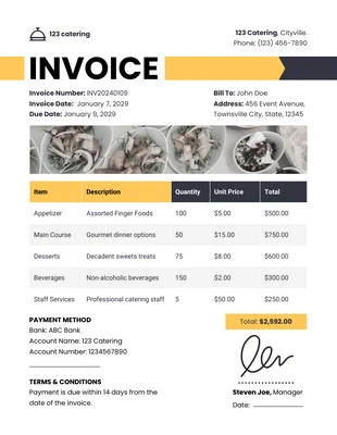 business  Template: Private Party Catering Invoice