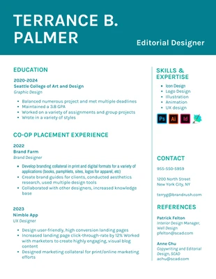 Free  Template: Simple Teal Student Resume