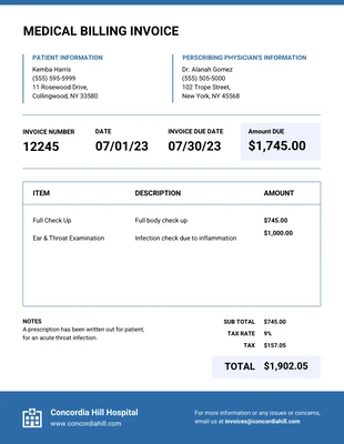 business  Template: Medical Billing Invoice
