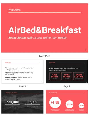 Free and accessible Template: Pitch Deck do Airbnb