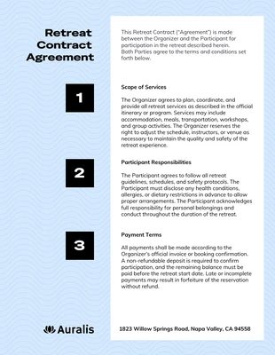 Free interactive Template: Retreat Contract Template