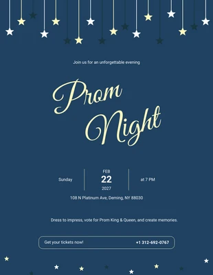 Free  Template: Dark Blue And Star Illustrative Prom Night Poster