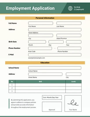 premium  Template: Simple Green and Orange Employment Forms