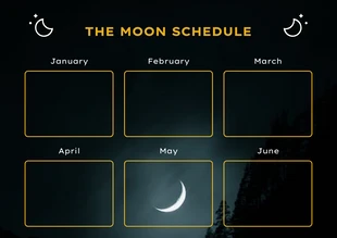 Free  Template: Black Simple The Moon Schedule Template
