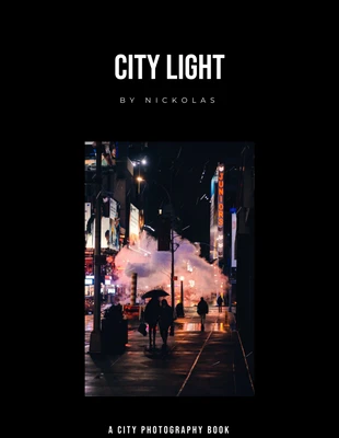 Free  Template: Schwarzer, minimalistischer City-Night-Bucheinband