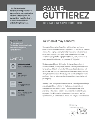 Free  Template: Professional Gray Cover Letter