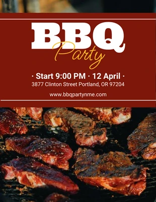 Free  Template: Schwarzer und roter einfacher BBQ-Party-Flyer