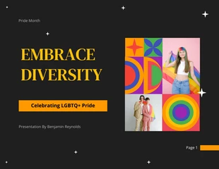 Free  Template: Black And Colorful Rainbow LGBT Pride Presentation