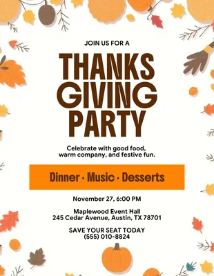Free  Template: Modèle de dépliant pour une fête de Thanksgiving