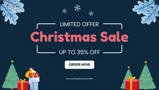 Free  Template: Bannière de vente de Noël minimaliste bleue