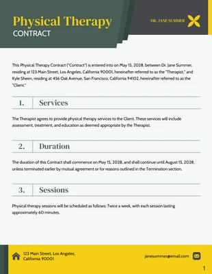 Free  Template: Physical Therapy Contract Template
