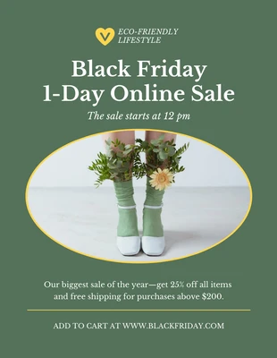 Free  Template: Green And Yellow Modern Minimalist Black Friday Online Sale Poster