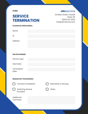 Free  Template: Service Termination Form