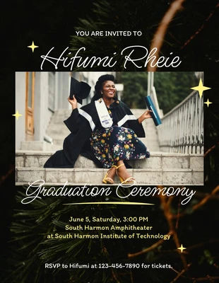 Free  Template: Flyer moderne noir pour la cérémonie de remise des diplômes
