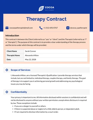 Free  Template: Therapy Contract Template
