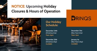 Free  Template: Business Holiday Schedule Notice Facebook Post