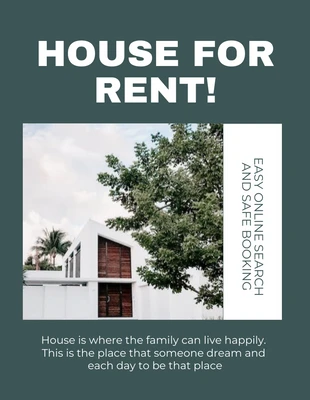 Free  Template: Green Minimalist Real Estate For Rent Flyer