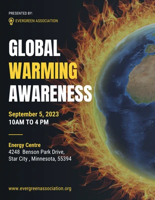 premium  Template: Cartel del evento oscuro de calentamiento global