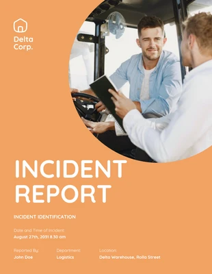 Free  Template: White And Orange Incident Report