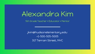 Free  Template: Gradient Education Personal Business Card