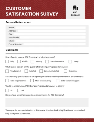 premium  Template: Maroon and White Simple Modern Survey Form