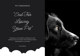 Free  Template: Cartão de condolências para animais de estimação cinza