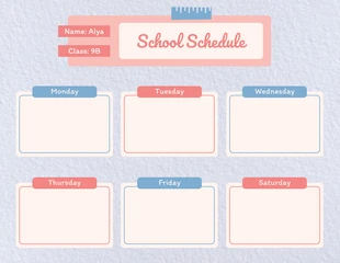 Free  Template: Plantilla de horario escolar con textura minimalista en azul bebé