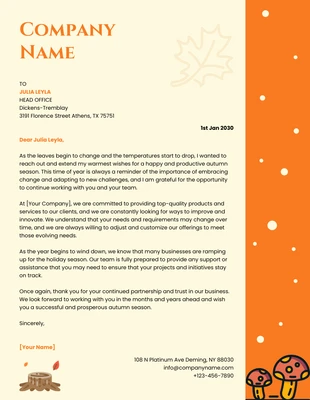 Free  Template: Jaune clair et orange Illustration moderne Papier à en-tête d'entreprise d'automne