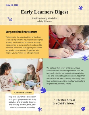 Free  Template: White Simple Pre School Newsletter