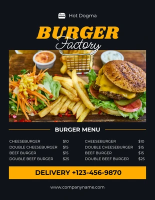Free  Template: Black Minimalist Burger Factory Flyer