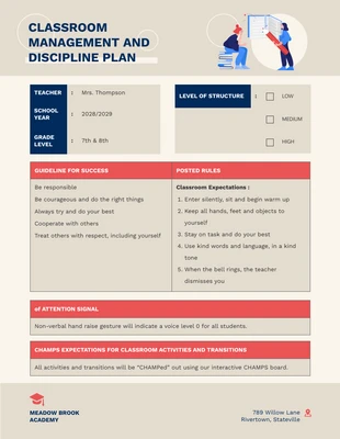 Beige Classroom Management and Discipline Plan