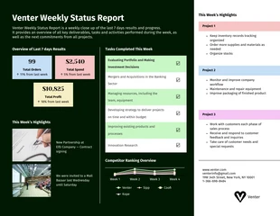 Free  Template: Wöchentlicher Statusbericht für Mitarbeiter Vorlage
