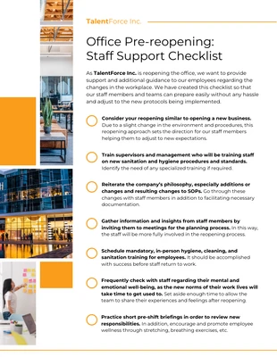 Business Reopening Staff Support Checklist