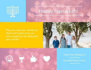 Free  Template: بطاقة Hanukkah الأنوار المعيارية