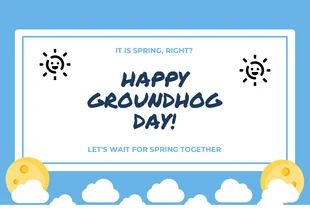 Free  Template: Light Blue Simple Illustration Groundhog Day Card