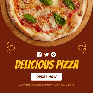 Free  Template: Red And Yellow Classic Delicious Pizza Instagram Banner