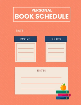 Free  Template: Calendrier de lecture du livre orange Modèle simple