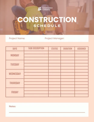 Free  Template: Cream Simple Construction Schedule Template