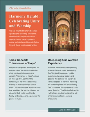 Free  Template: Einfacher Newsletter der Green & Orange Church