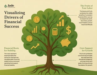 Free Template: Infografía Visual de Crecimiento Financiero con árbol.Template atractivo y fácil de usar.